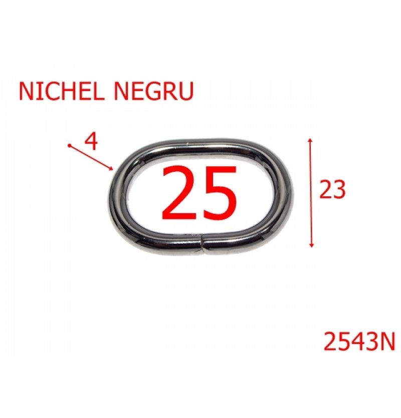 2543N/INEL OVAL-25-mm-4-NICHEL NEGRU-3H6--