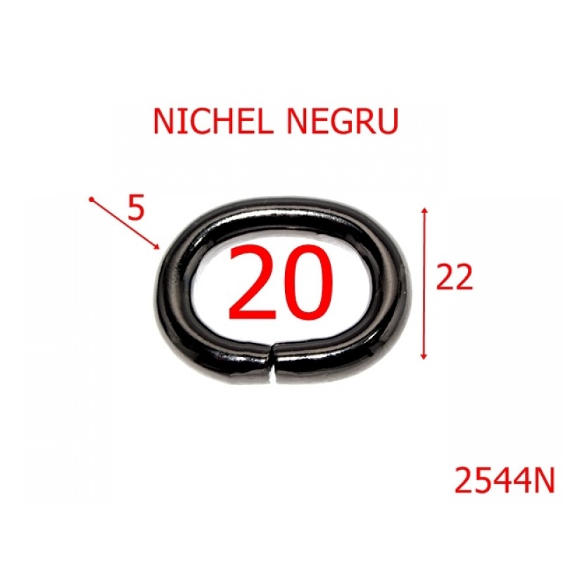 2544N/INEL OVAL-20-mm-5-NICHEL NEGRU-3J3--