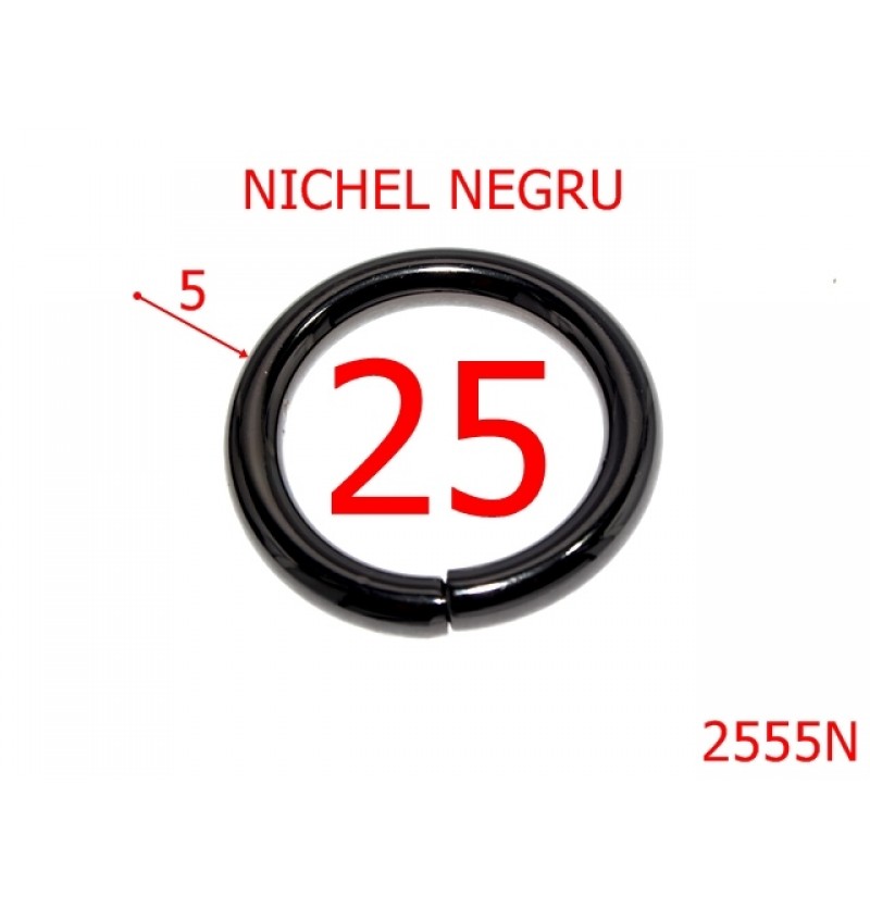 2555N/INEL ROTUND-25-mm-5-NICHEL NEGRU-4D4--