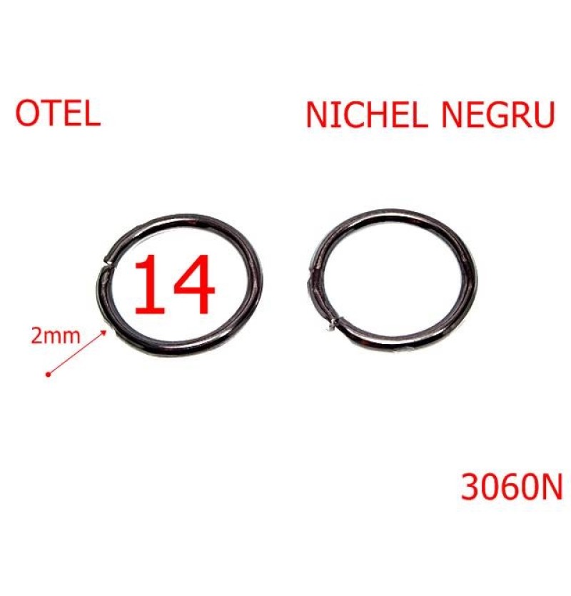 3060N/INEL ROTUND-14-mm-2-nichel negru---4E3--