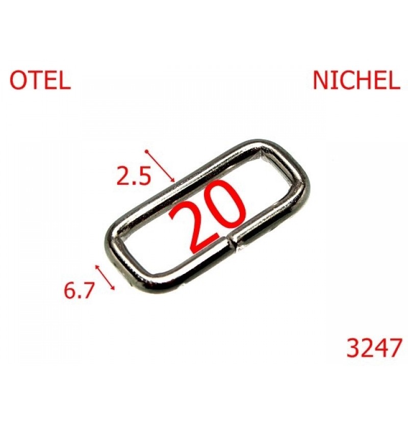 3247/INEL DREPTUNGHIULAR-20-mm-2.5-nichel---3H8-2F2-11A3--