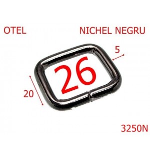 3250N/INEL DREPTUNGHIULAR-26-mm-5-NICHEL NEGRU-3I2--