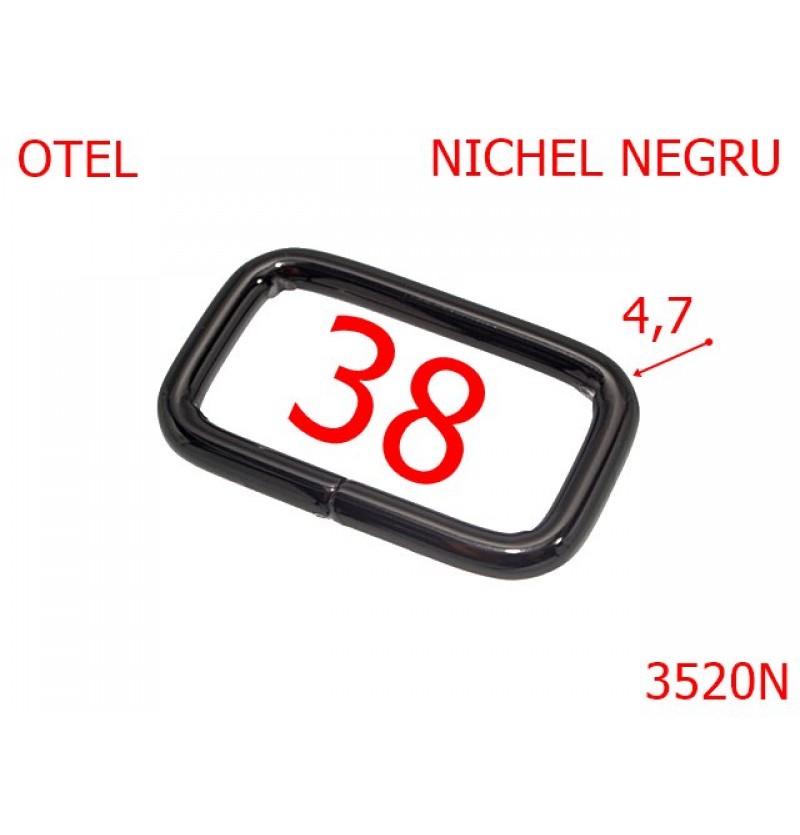 3520N/INEL DREPTUNGHIULAR-38-mm---nichel negru--4F8-3G7---