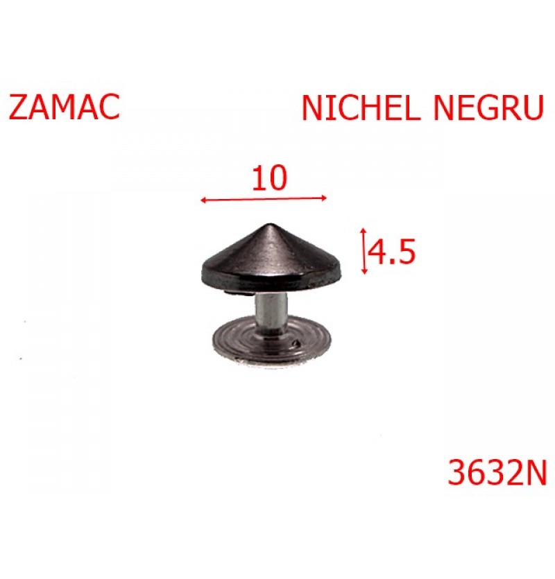 3632N/ORNAMENT CONIC -10-mm---nichel negru---9D27--