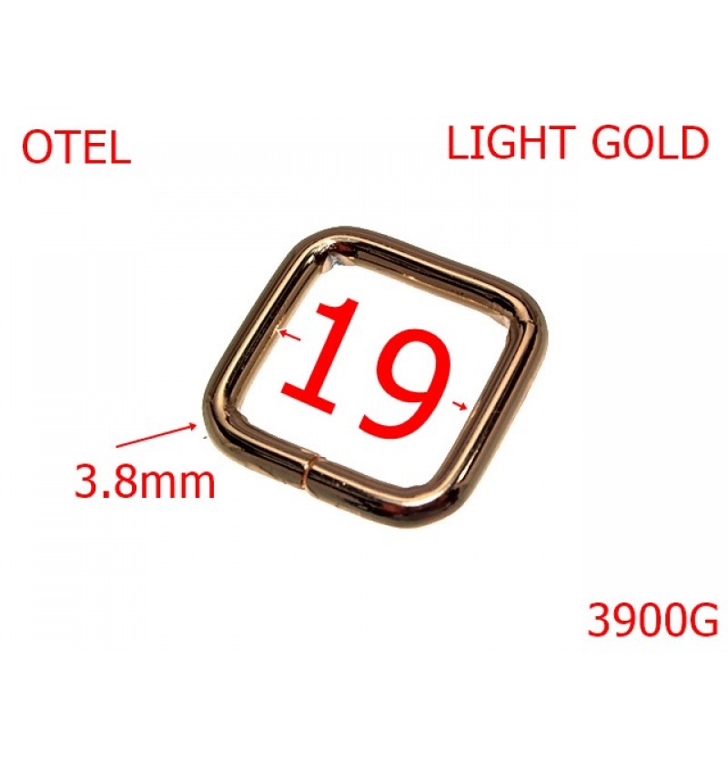 3900G/INEL DREPTUNGHIULAR-19-mm-3.8-gold light---3G7-1C4--