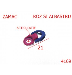4169/Carlig siret articulat  inchis ---mm-zamac---roz si albastru-----