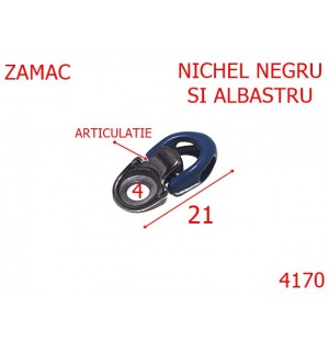 4170/Carlig siret articulat  inchis ---mm-zamac---negru si albastru-----
