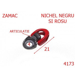 4173/Carlig siret articulat  inchis ---mm-zamac---negru si rosu-----