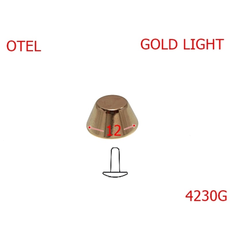 4230G/Picior  tronconic cu rivet metalic-12-mm-otel--gold light---AD15-AD16--