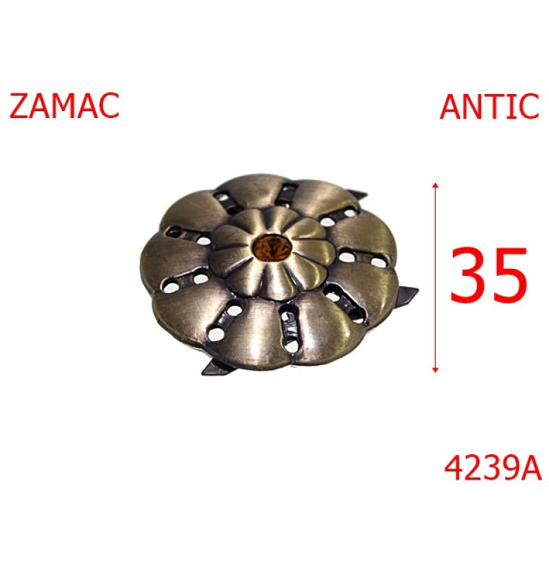4239A/Ornament floare marochinarie sau incaltaminte-35-mm-zamac--antic-21 C 11----