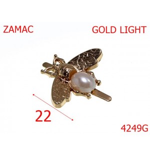 4249G/Ornament albina cu perla alba-22-mm-zamac--gold light -15A8----