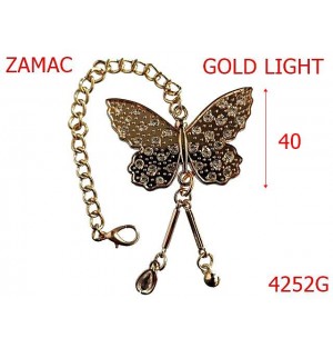 4252G/Ornament cu lant si fluture-40-mm-zamac--gold light