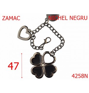 4258N/Ornament cu lant si  trifoi-47-mm-zamac--nichel negru-----