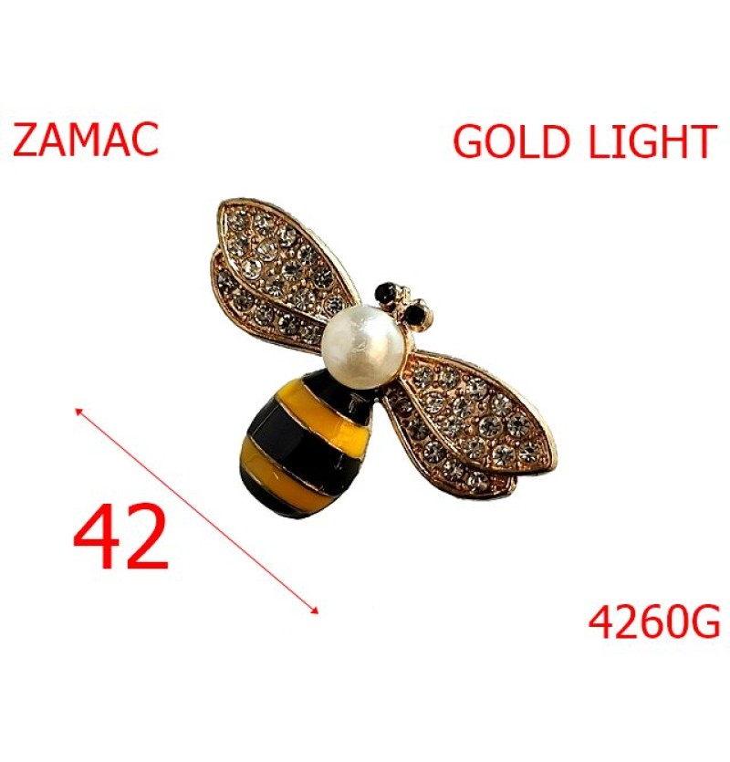4260G/Ornament libelula cu perla-42-mm-zamac--gold light-----