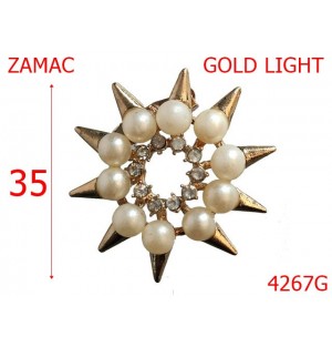 4267G/Ornament cu perle si pietre-35-mm-zamac--gold light-15A8----