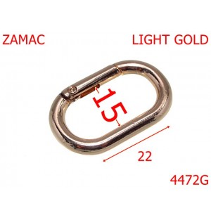 4472G/Inel carabina oval pentru genti-15-mm-zamac--gold light-----
