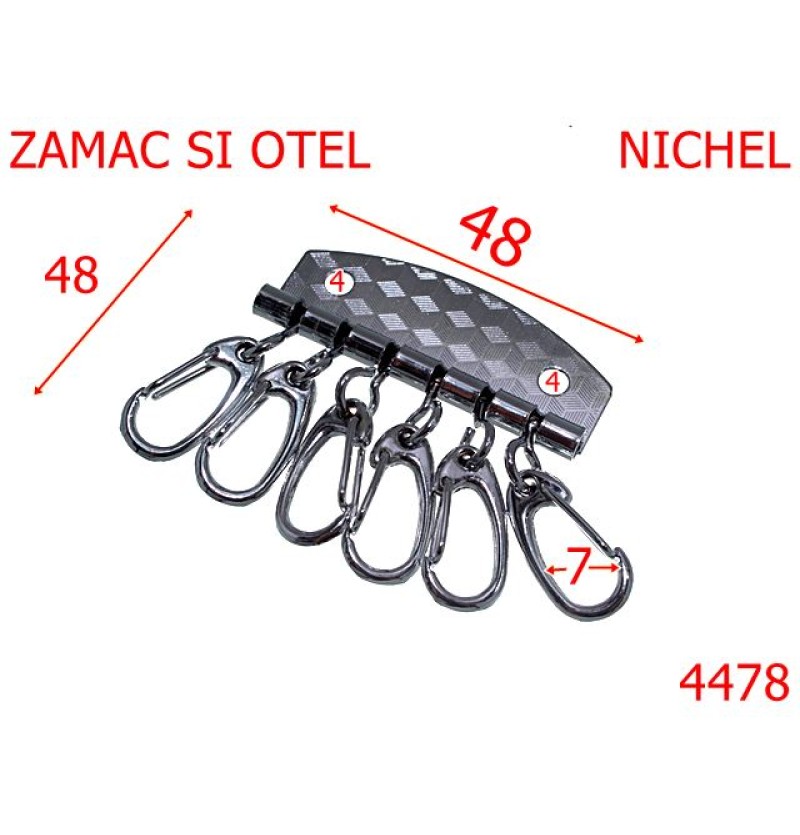 4478/Baterie 6 carabine portchei-48x48-mm-zamac--nichel-----