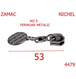 4479/Cursor ornamental pentru fermoar metalic-No 5-mm-zamac--nichel-----