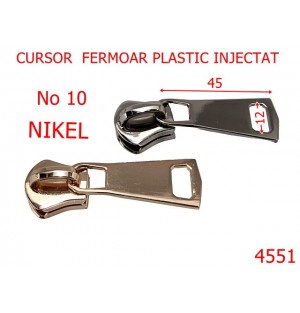 4551/Cursor pentru fermoar din plastic injectat-no10--zamac--nichel-----