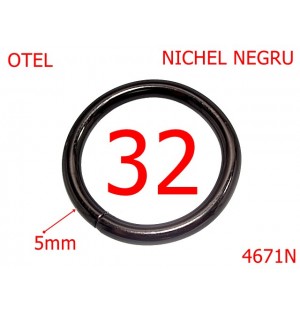 4671N/Inel rotund poseta sau geanta-32-mm-otel-5-nichel negru -4L3-4G4---