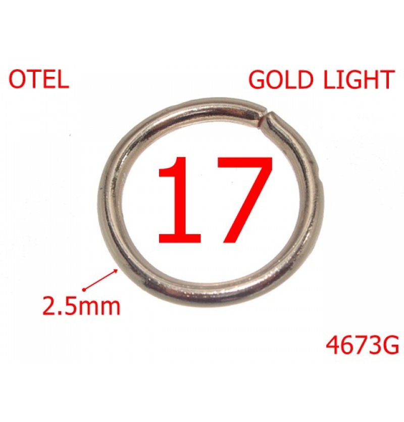 4673G/Inel rotund poseta sau geanta-17-mm-otel-2.5-gold light--4G4---