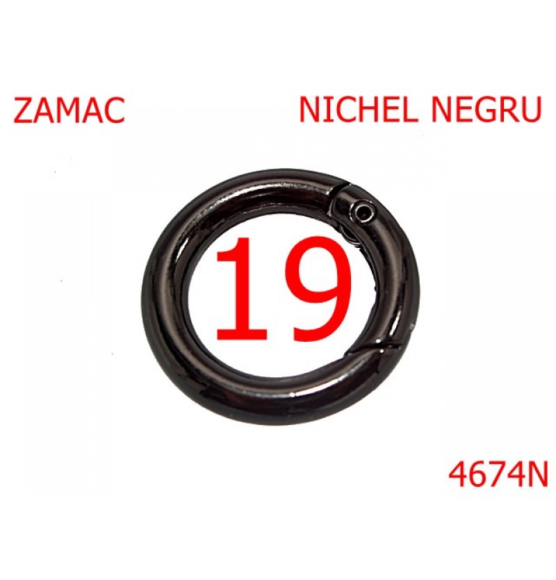 4674N/Inel carabina pentru genti -19-mm-zamac--nichel negru --4G4---