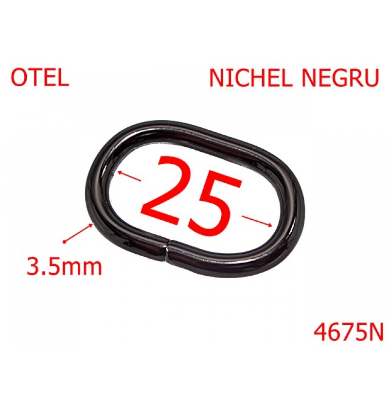 4675N/Inel oval pentru genti si posete-25-mm-otel-3.5-nichel negru -----