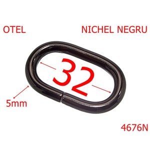 4676N/Inel oval pentru genti si posete-32-mm-otel-5-nichel negru -----