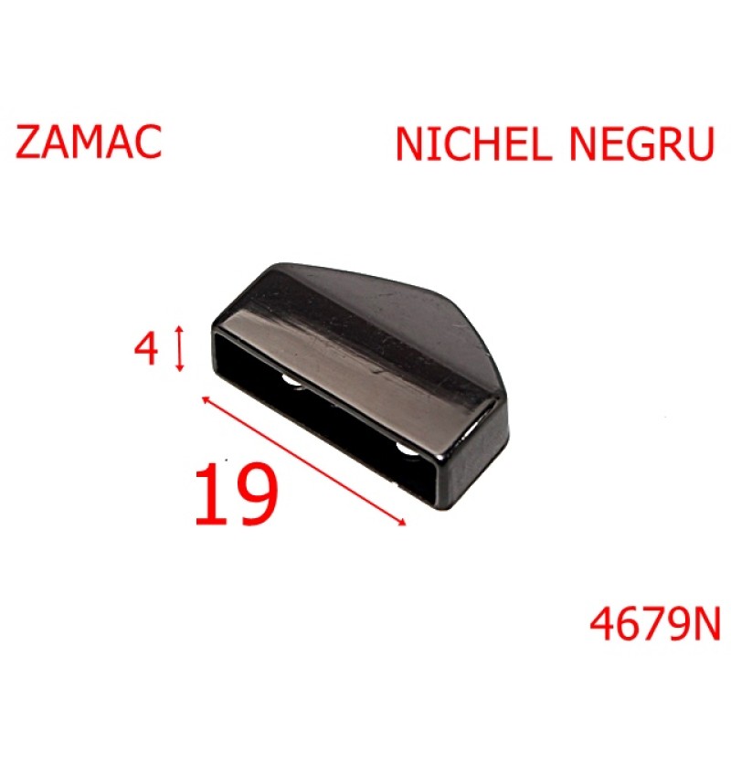 4679N/Terminatie fermoar  poseta-19-mm-zamac--nichel negru --11A2---