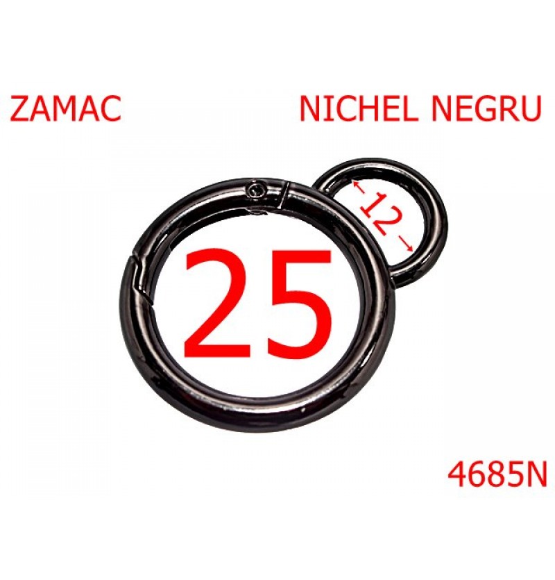 4685N/Carabina cu inel fix-25-mm-zamac--nichel negru --4i5---