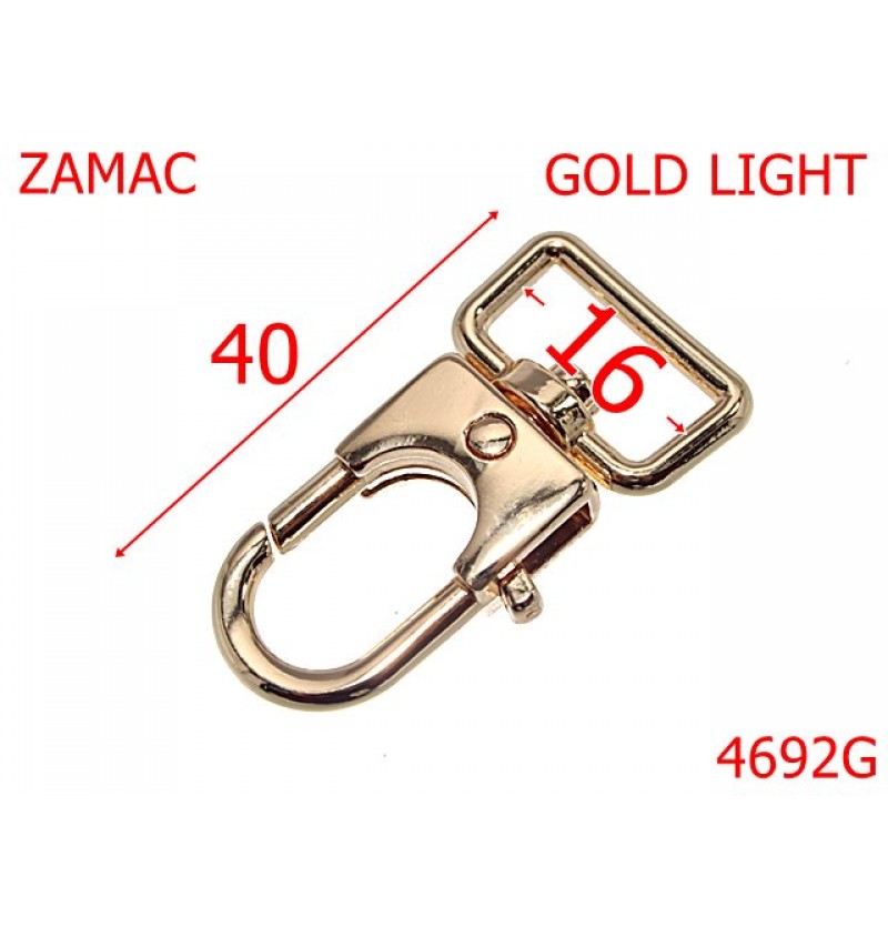4692G/Carabina poseta  geanta sau borseta-16-mm-zamac--gold light--5J6---