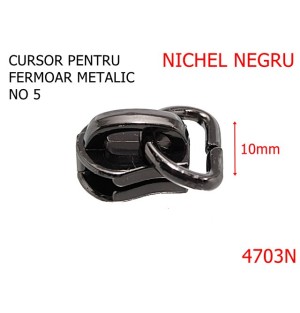 4703N/Cursor pentru fermoar metalic-no5--zamac--nichel negru -----