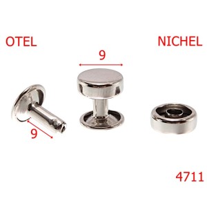 4711/Rivet cap  ornamental cilindric -9-mm-otel--nichel-----