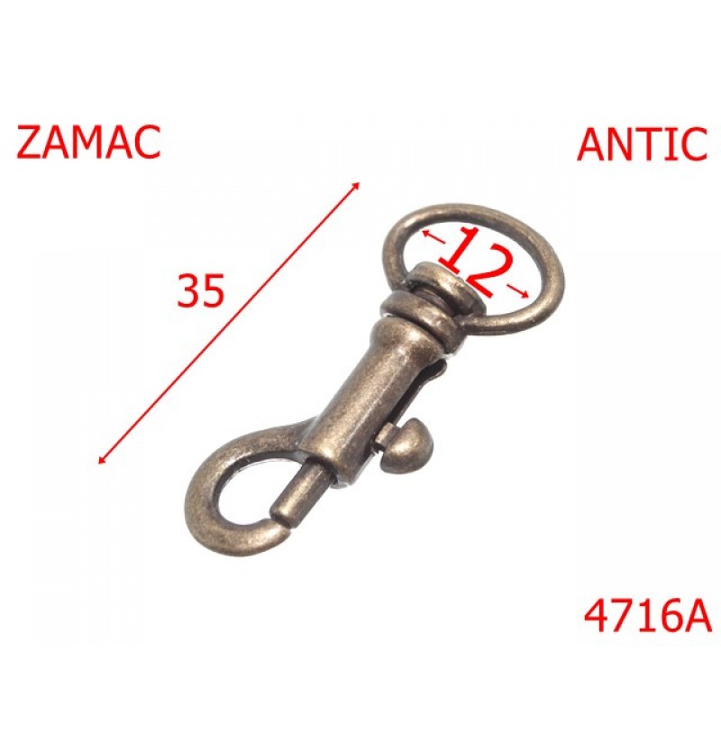 4716A/Minicarabina articole marochinarie-12-mm-zamac--antic--5J7---