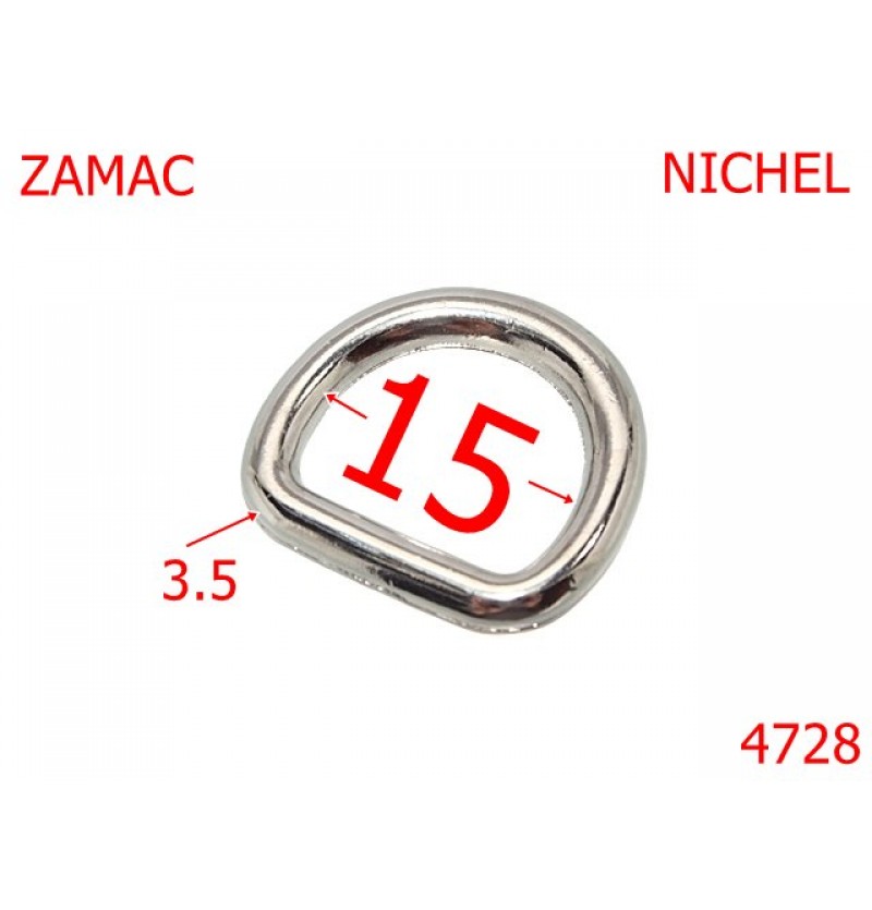 4728/Inel D turnat pentru marochinarie incaltaminte-15-mm-zamac-3.5-nichel--3E7---