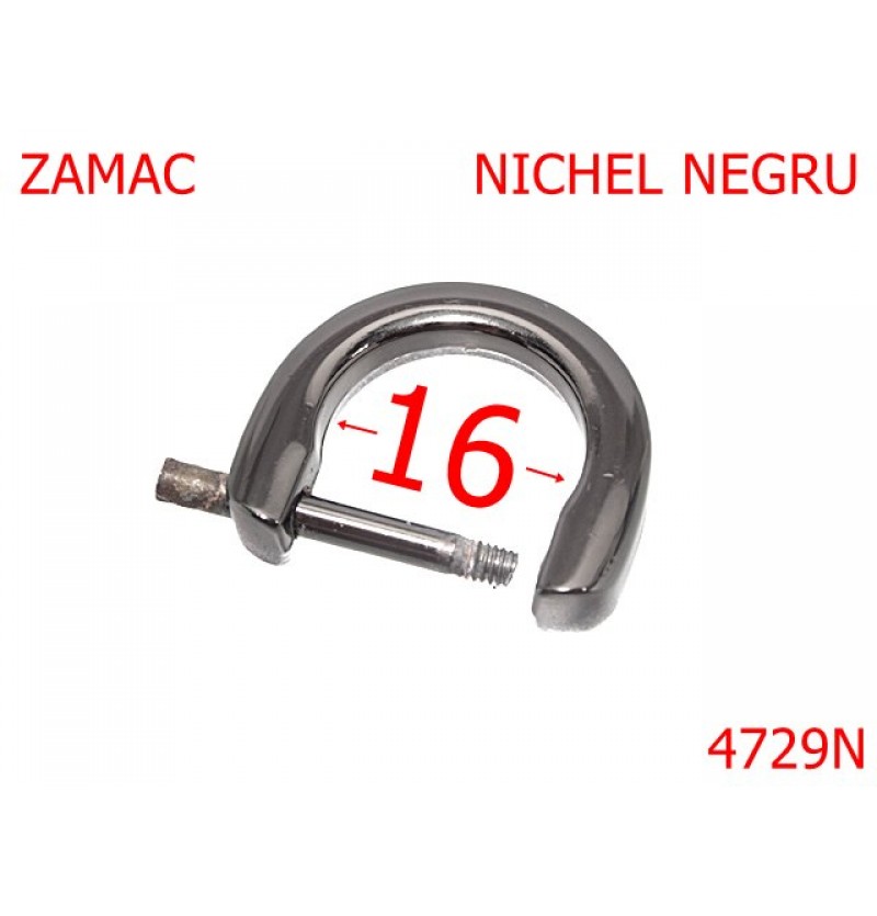 4729N/Inel D demontabil pentru marochinarie-16-mm-zamac--nichel negru--3E7---