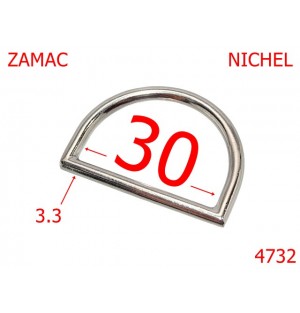 4732/Inel D turnat  pentru marochinarie confectii -30-mm-zamac-3.3-nichel--3C6---