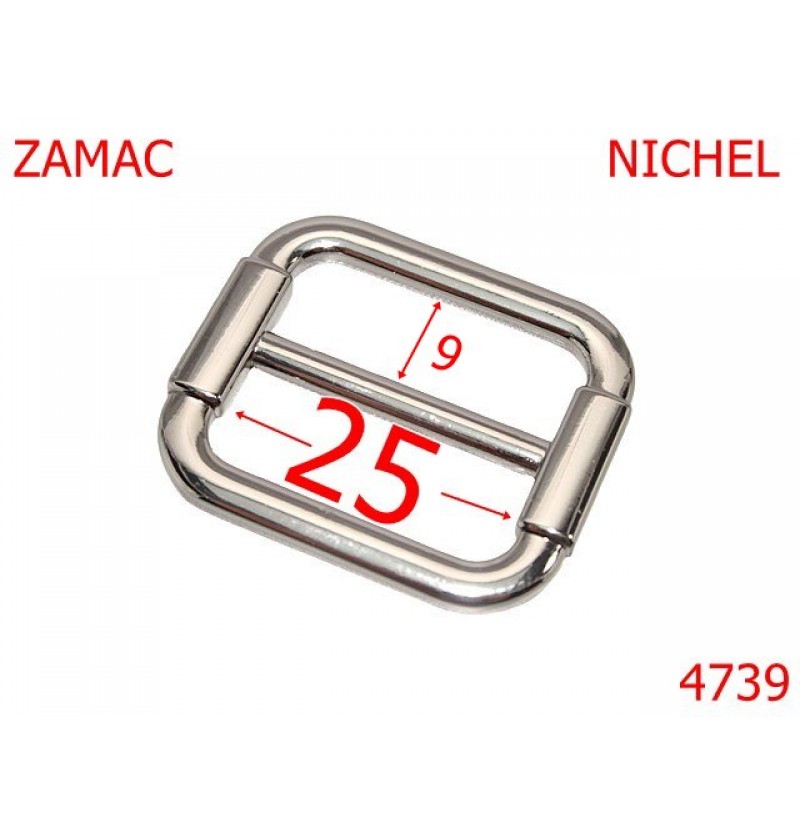 4739/Catarama de reglaj curea pentru genti-25-mm-zamac--nichel--1K7---