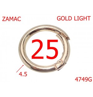 4749G/Inel carabina pentru marochinarie -25-mm-zamac-4.5-gold light--4D3---