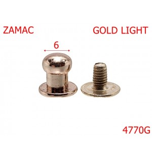 4770G/Ciupercuta opritoare  pentru pielarie-6-mm-zamac--gold light-----