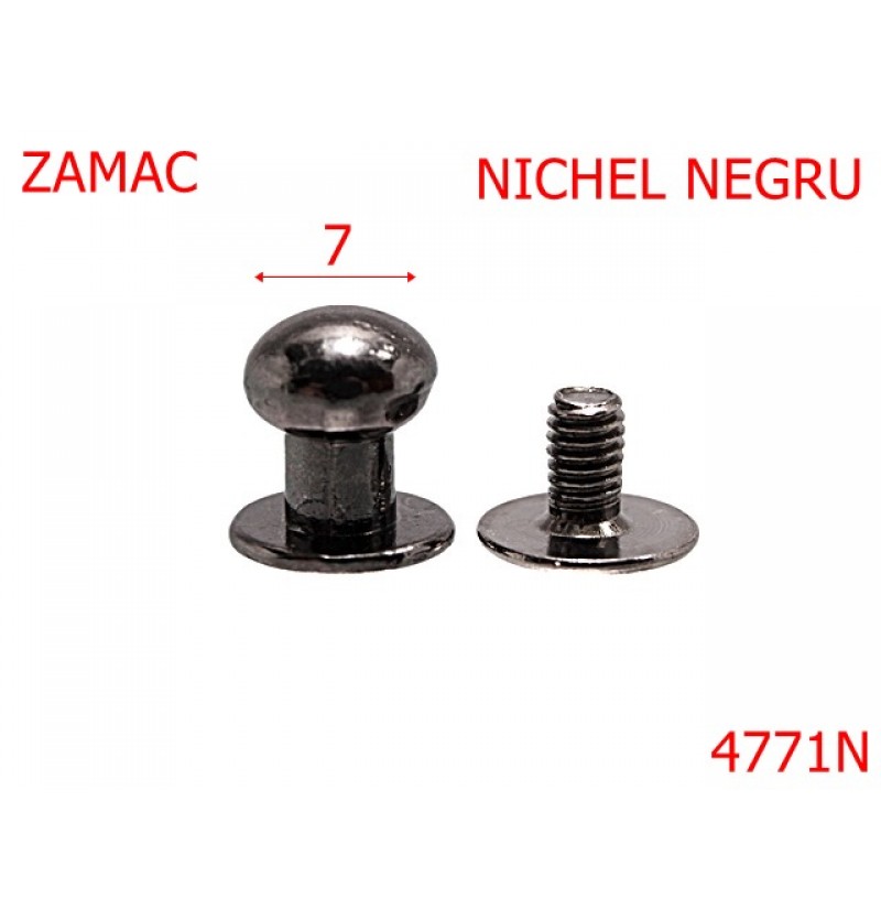 4771N/Ciupercuta opritoare  pentru pielarie-7-mm-zamac--nichel negru-----