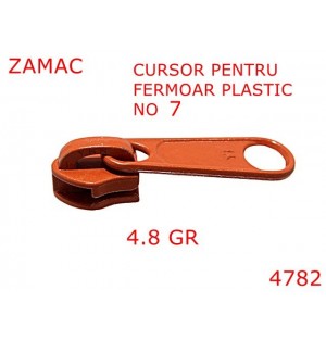 4782/Cursor pentru fermoar spiralat no 7-no 7-mm-zamac--tabac-----