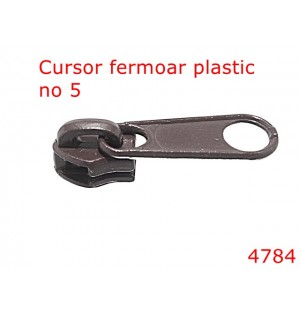 4784/Cursor pentru fermoar spiralat no 5-no 5-mm-zamac--maron inchis-----