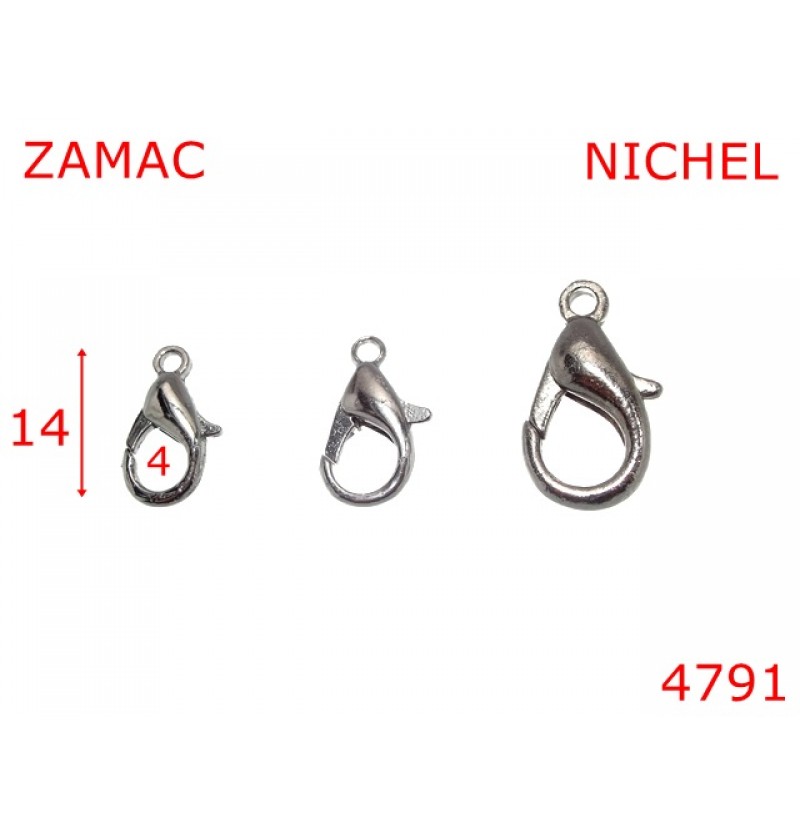 4791/Minicarabina articole marochinarie-14-mm-zamac--nichel-5Y8-5T8---