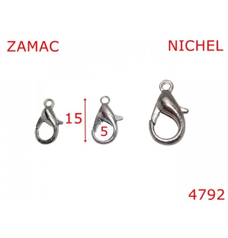 4792/Minicarabina articole marochinarie-15-mm-zamac--nichel-5Y8-5T8---