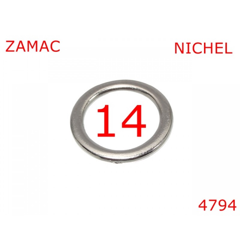 4794/Inel rotund poseta sau geanta-14-mm-zamac--nichel--4i3---