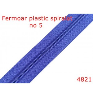 4821/Fermoar plastic spiralat pentru confectii maochinarie-no 5--poliester--bleu-----