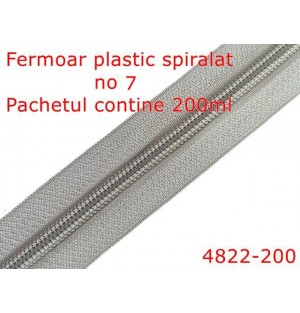 4822-200/Fermoar plastic spiralat-200mt- pentru confectii maochinarie-no 7--poliester--bej-----