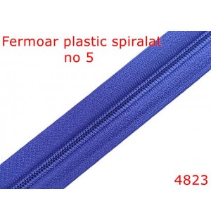 4823/Fermoar plastic spiralat pentru confectii maochinarie-no 5--poliester--albastru-----