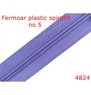 4824/Fermoar plastic spiralat pentru confectii maochinarie-no 5--poliester--lila-----